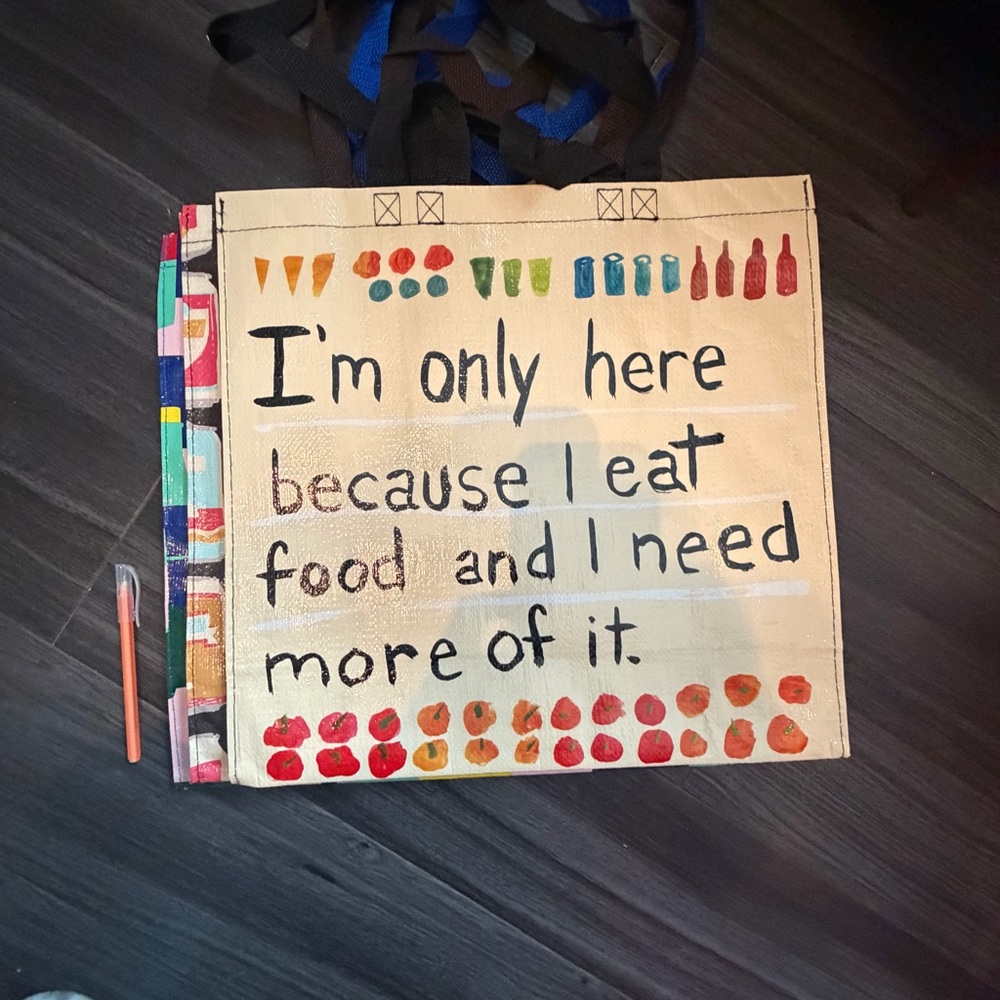 Colorful Reusable Tote Bag with Fun Quote